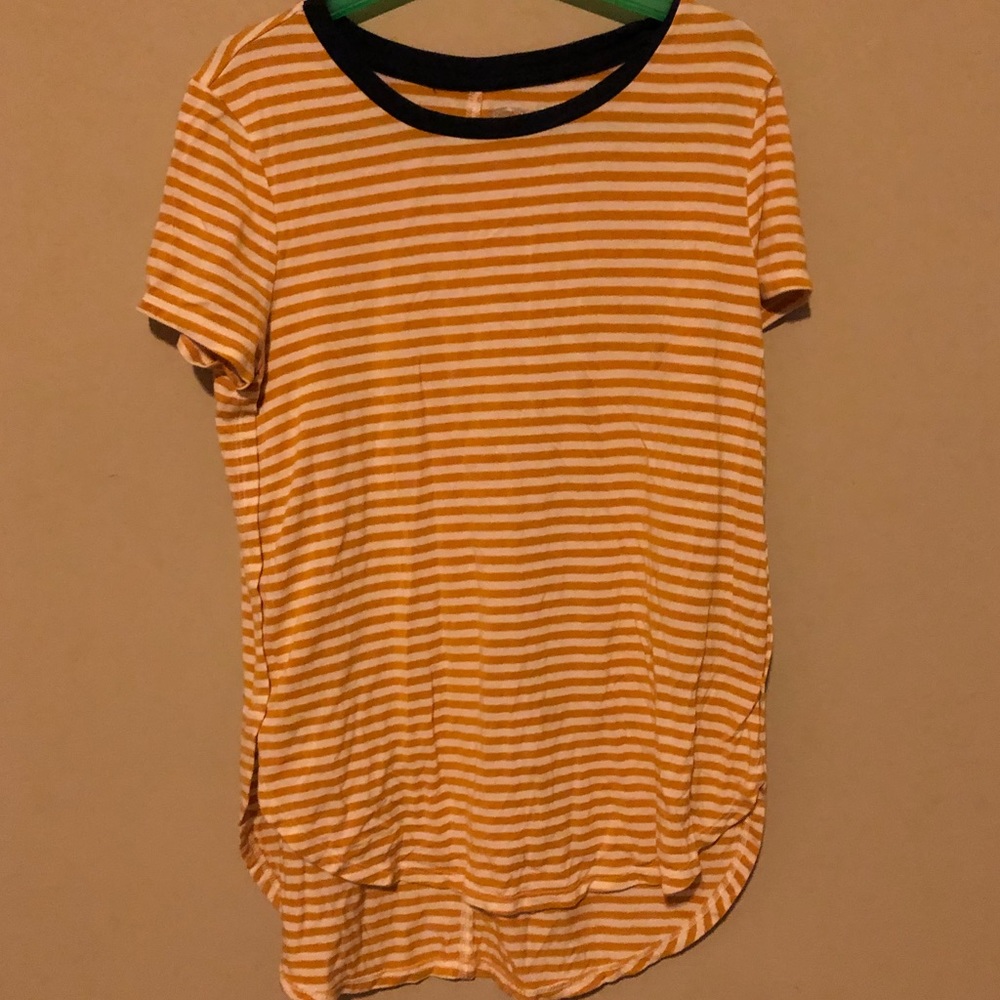Yellow and white striped shirt